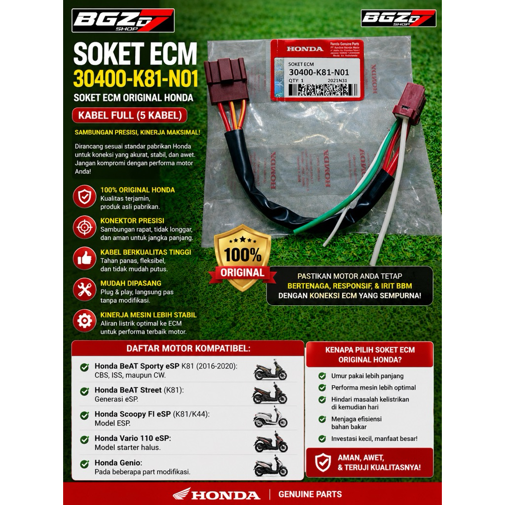 SOKET ECM K81 SOKET ECM BEAT FI SOKET ECM SCOOPY FI KABEL SOKET ECM