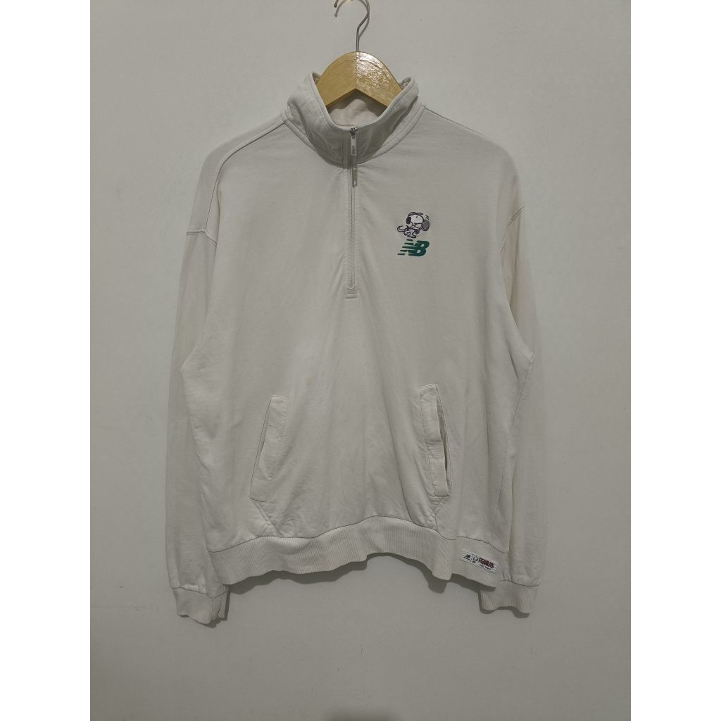 Jacket Quarter Zip Half Zipper New Balance x Peanuts White size M-L