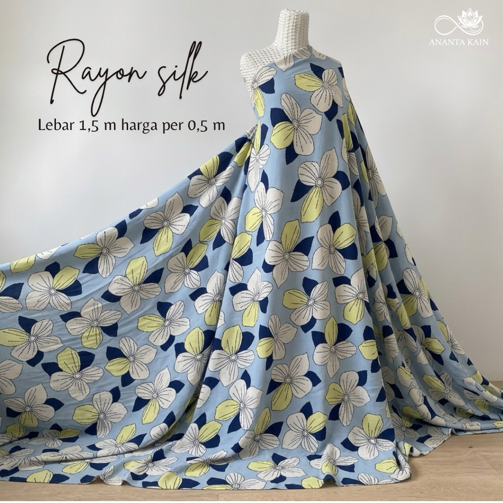 kain katun rayon silk premium motif bunga vintage