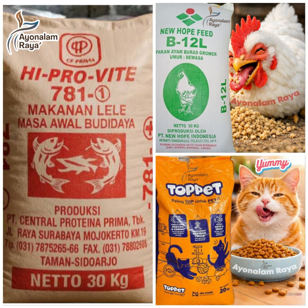 Aneka Pelet Pakan Ternak 1 Karung 30Kg Untuk Ikan Ayam Kucing