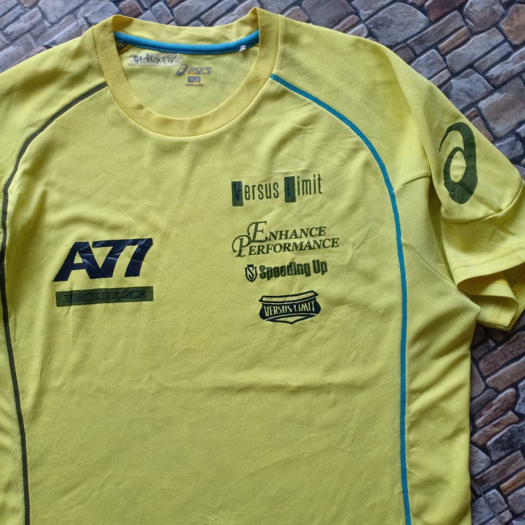 Kaos atasan pria Jersey ASICS big logo original pl bagus size L