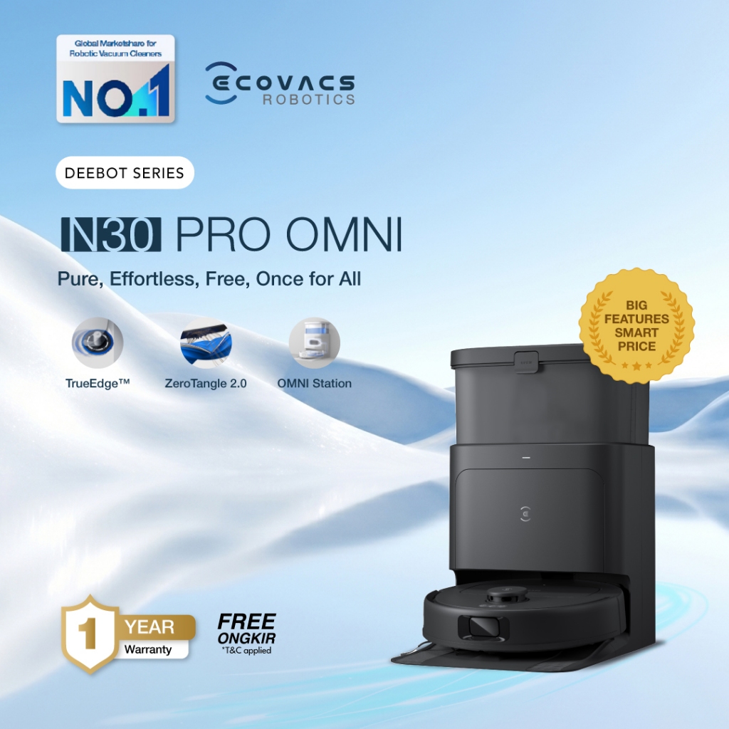 Ecovacs DEEBOT N30 PRO OMNI Robot Vacuum Cleaner Sapu Vacum Pel Vakum Mop