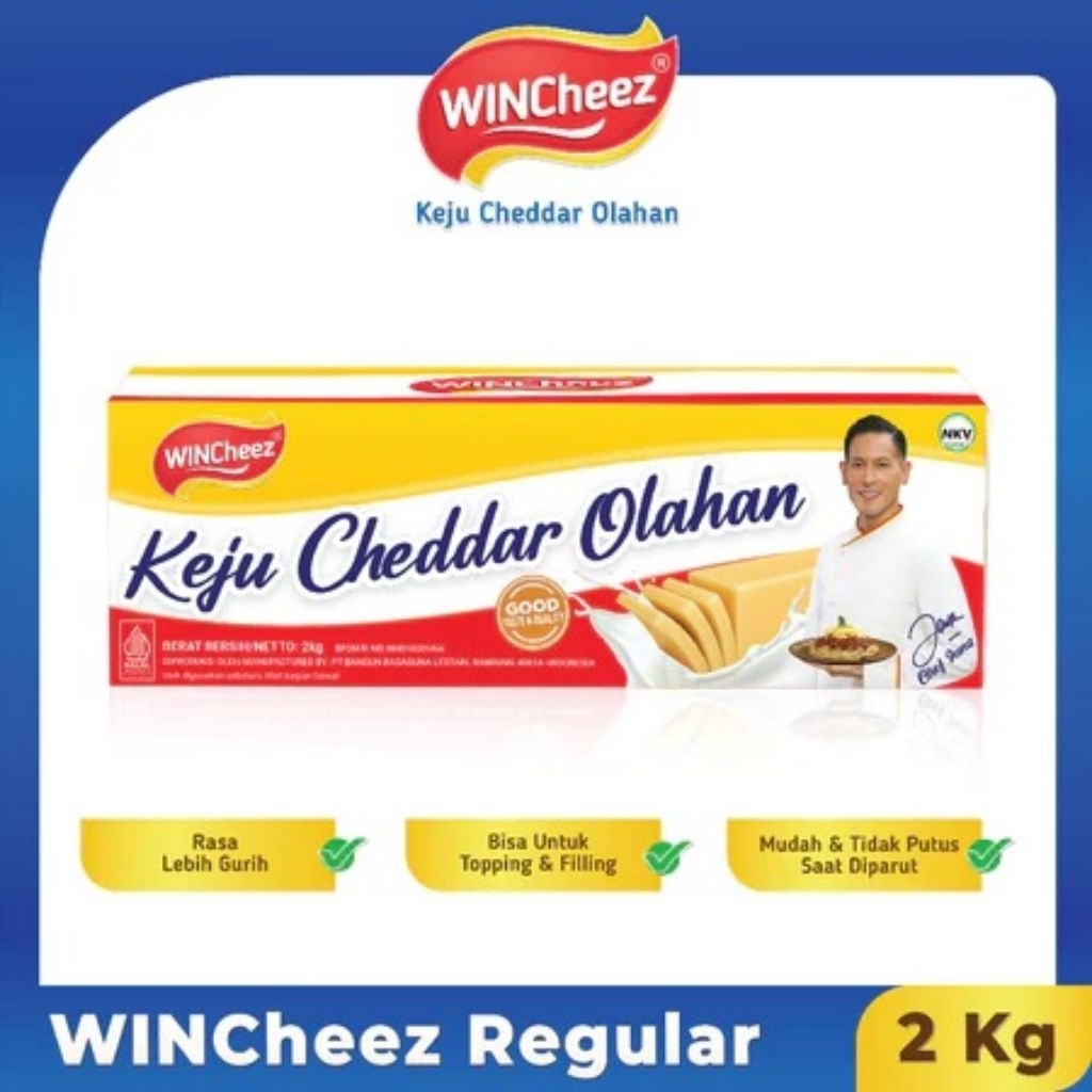 keju cheddar 2kg - toping donat, kue bandung, roti bakar, roti ultah dll