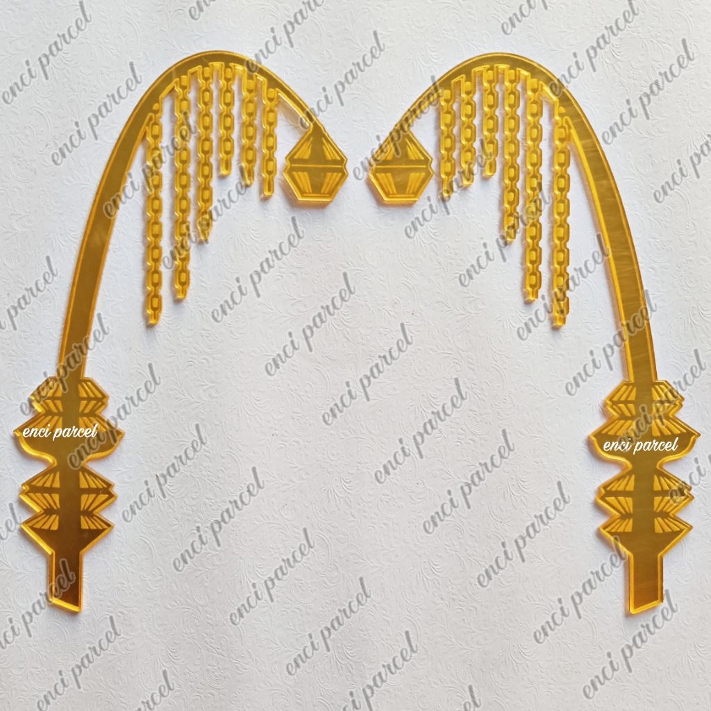 acc janur kuning melengkung model F penjor galungan lengkung juntai kembar mayang manten hiasan maha