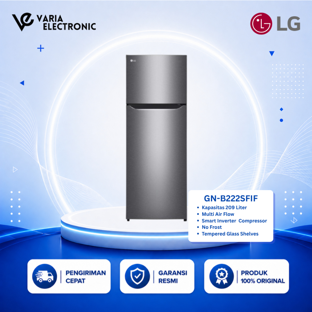 LG GN-B222SFIF 209 Liter Kulkas 2 Pintu Smart Inverter Total No Frost Tanpa Bunga Es