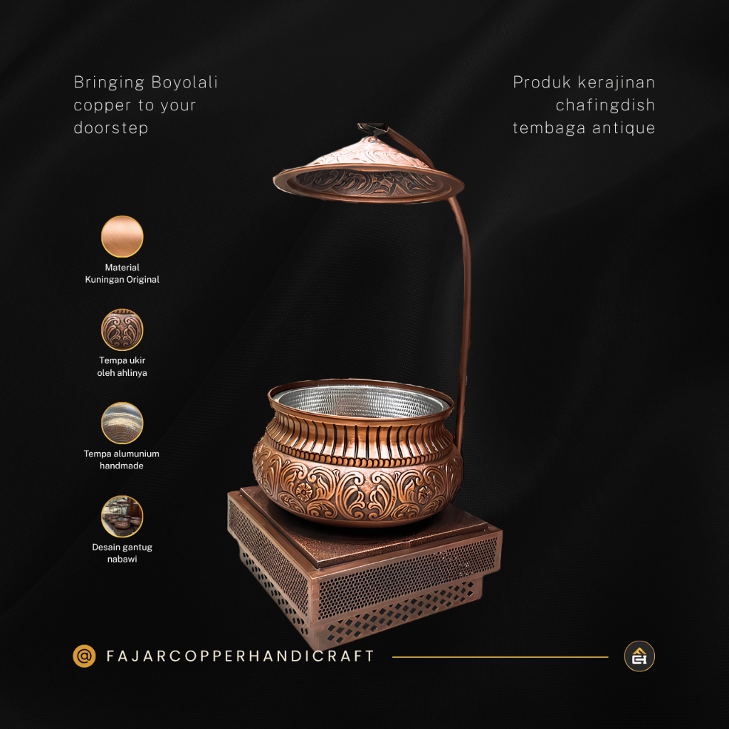 Chafing Dish Tembaga Antique 7L - Tempat Prasmanan Catering & Buffet Penyaji Makanan Luxury - Fajar 