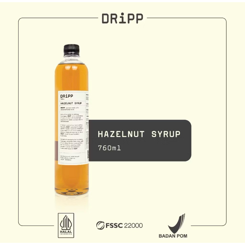 DRiPP Hazelnut Syrup - Perasa Minuman Berbentuk Syrup Hazelnut