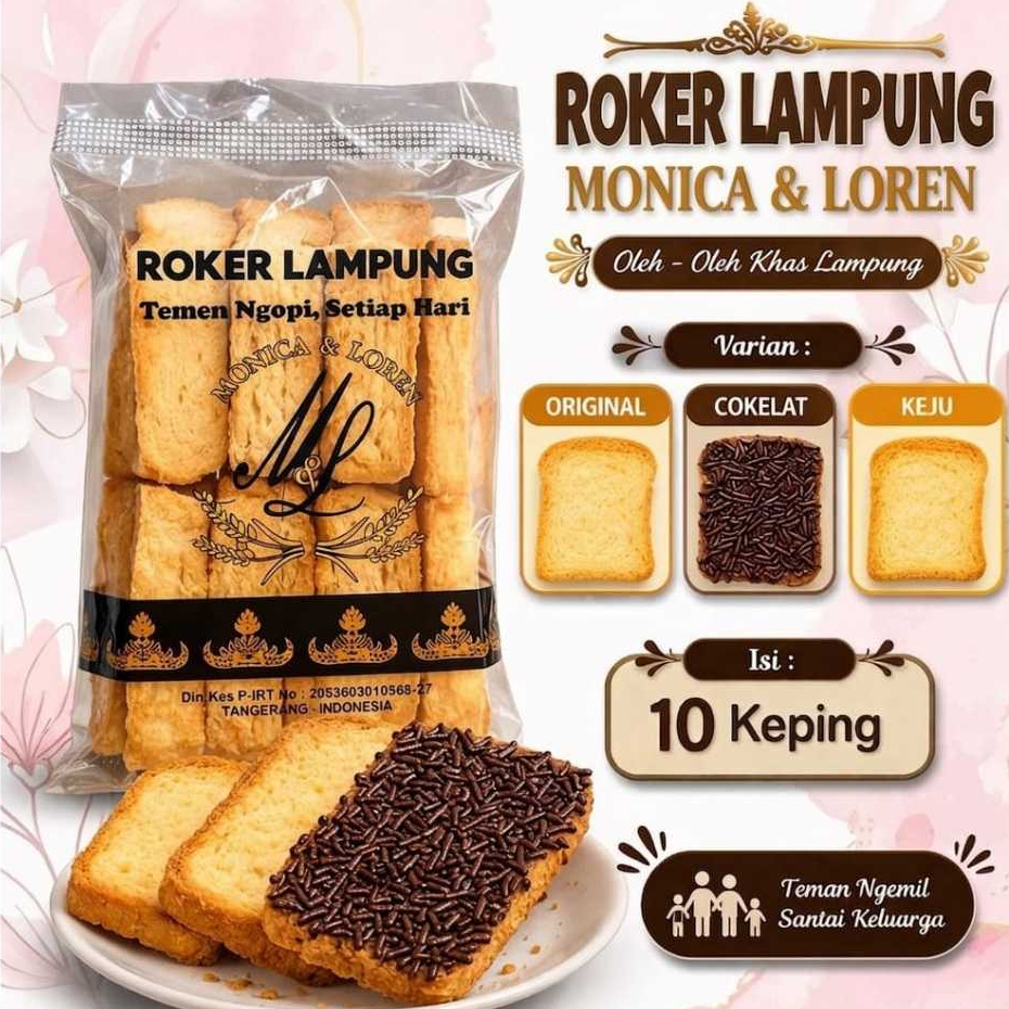 Roti Kering Monica Loren | Roti Kering Lampung ROKER Lampung | Original Keju Coklat | Roker Viral En