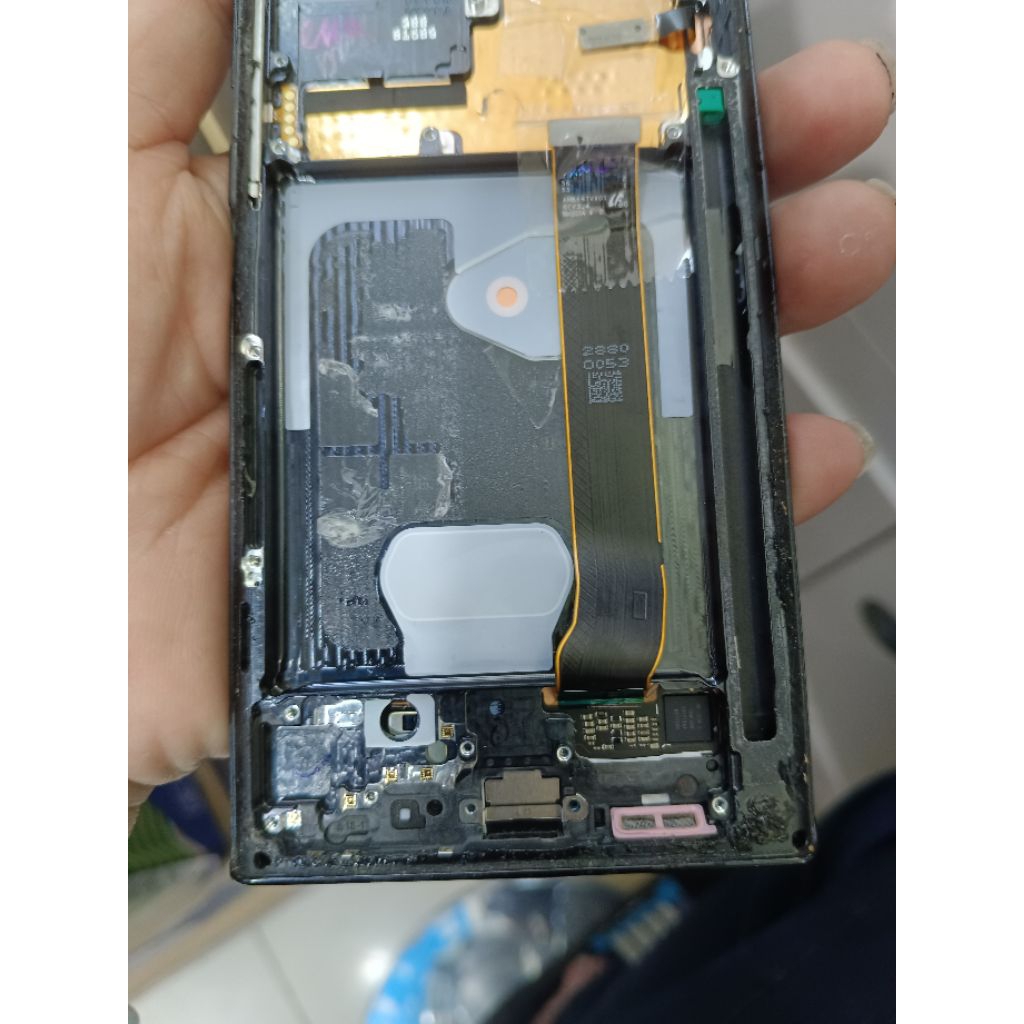 jual Lcd second Ori copotan Handphone Samsung Note20ultra kondisi nyala normal sentuh msh bisa geser