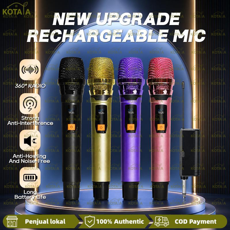 MIC WIRELESS UHF DUAL KONEKSI STABIL 20M UNTUK LIVE STREAMING CONTENT CREATOR DAN KARAOKE MANTUL