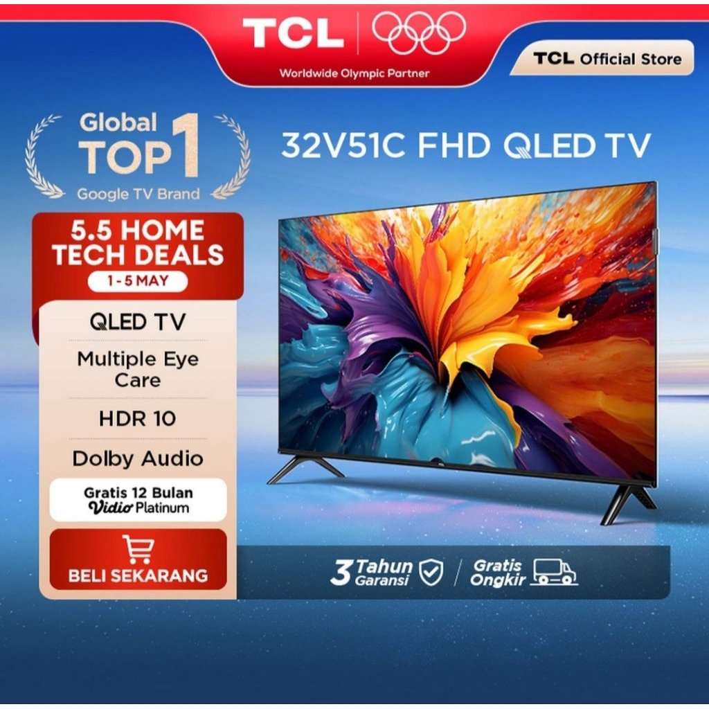 TV LED TCL 32INCH QLED ANDROID TV 32V51C TV TCL 32INCH