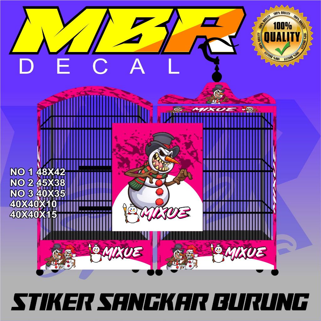 Decal Stiker Sangkar motif gambar mixue, stiker sangkar kotak,koper, kosan