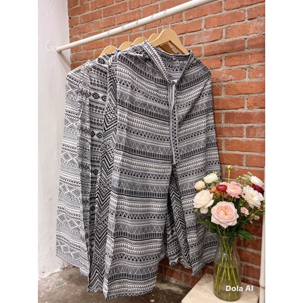 celana panjang, kulot jumbo wanita, motif etnik