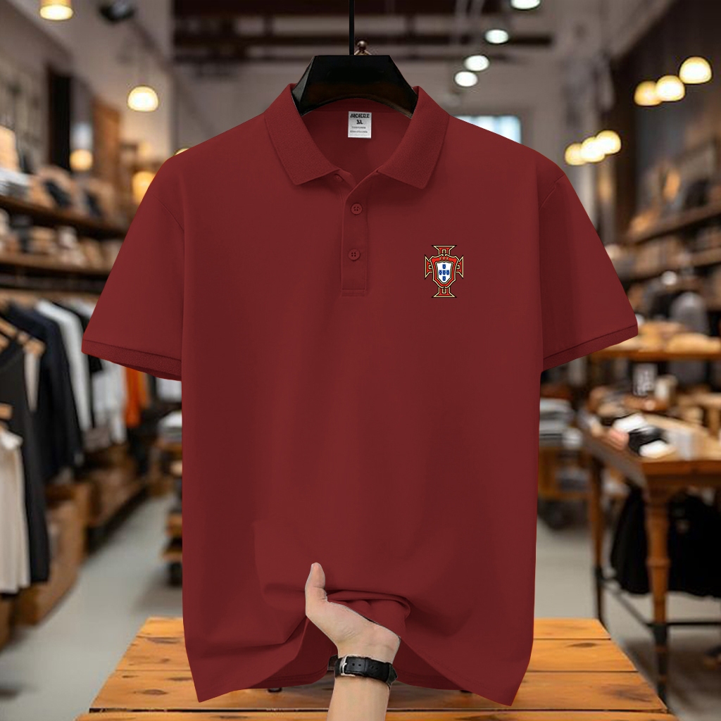 COD T-shrit Polo Bola kerah Portugal Logo Kaos Kerah Dewasa Shirt / Kaos Piala Dunia Wangki Pria Pol