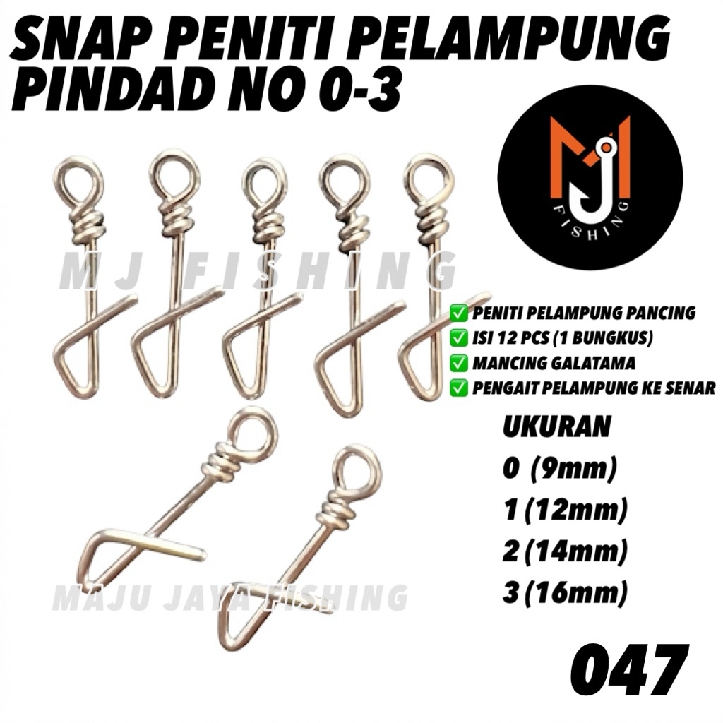 SNAP Peniti Pancing PINDAD no 0-3 Pelampung Isi 12pcs Perbungkus MJ FISHING 047