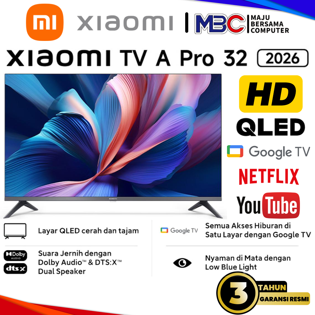 Xiaomi TV A Pro 32 Inch Google TV - Mi Smart TV Digital Series 32 inch inci 32' 32" 32inch 32inci
