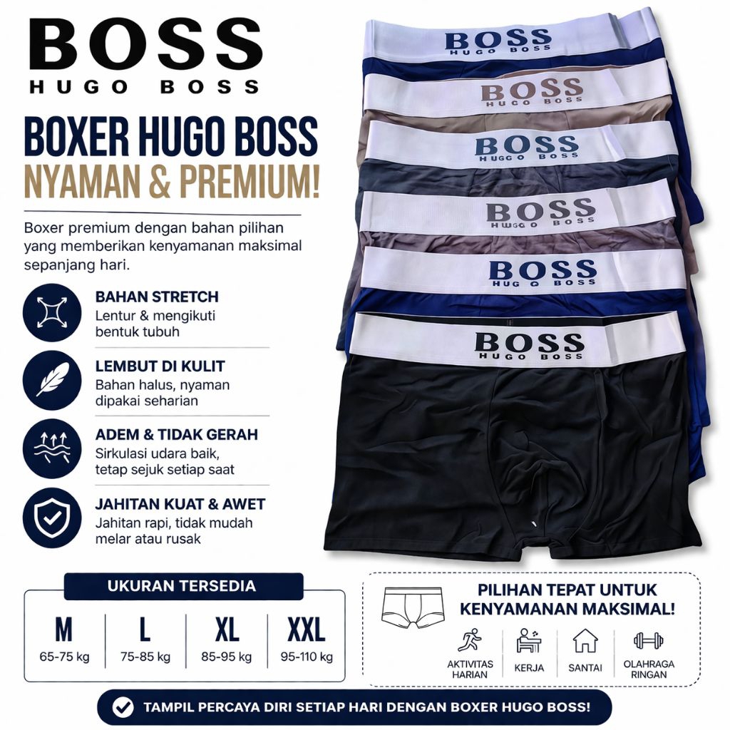 3 pcs cd boxer pria BOSS, PUMA, ADIDAS