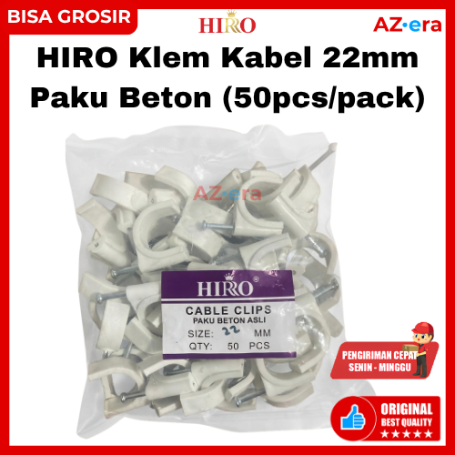 Klem Kabel 22mm HIRO Paku Beton Isi 50pcs Cable Clip Penjepit Kabel Dinding