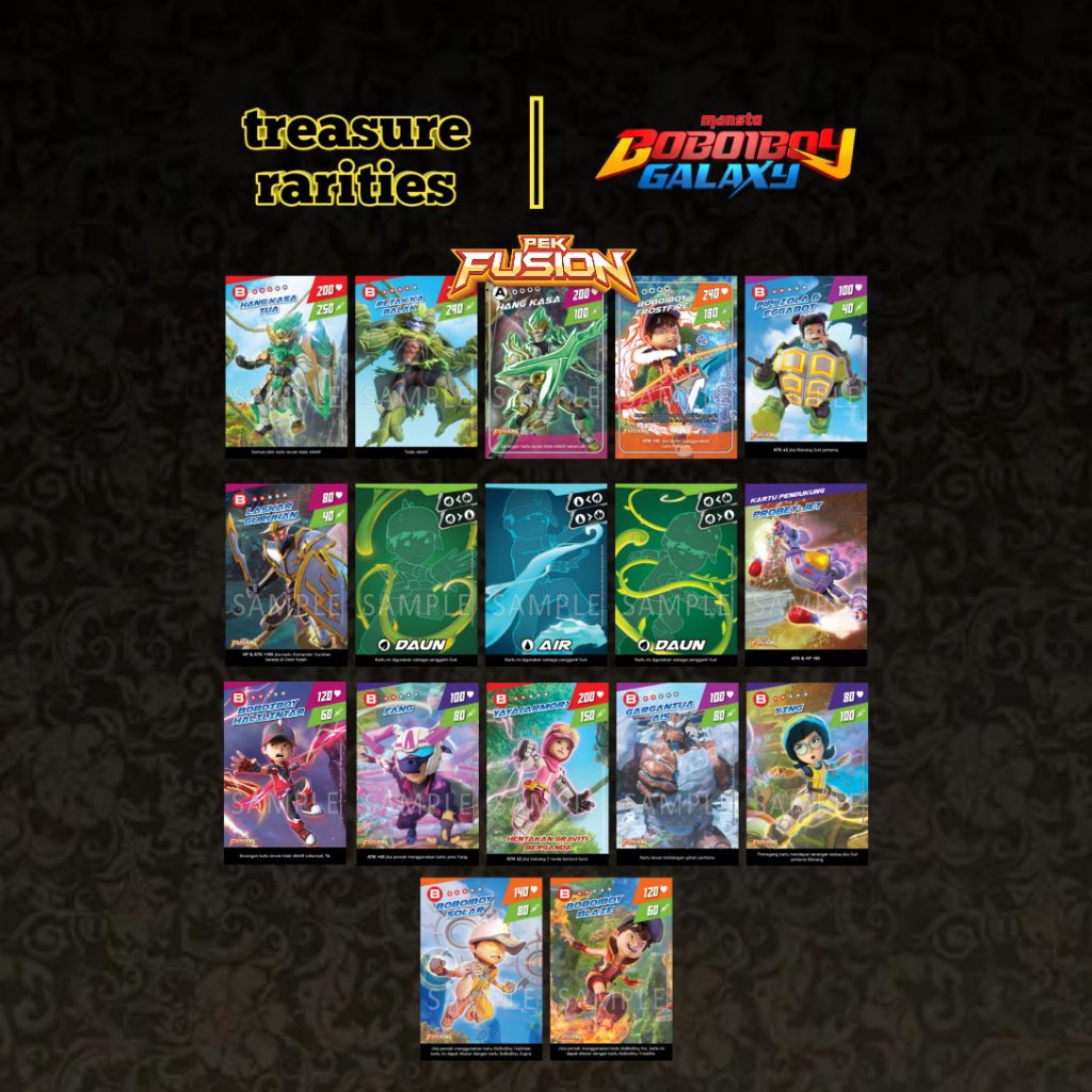 boboiboy pek fusion card (ELEMENT, B, A)
