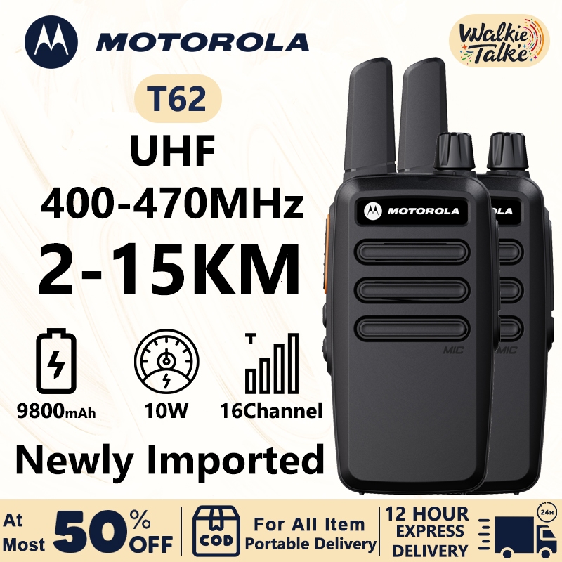 RESDEKAH - Lifetime Warranty HT Motorola T62 2 Unit 10W Daya Tinggi Jarak jauh 15KM Tahan Lama +
