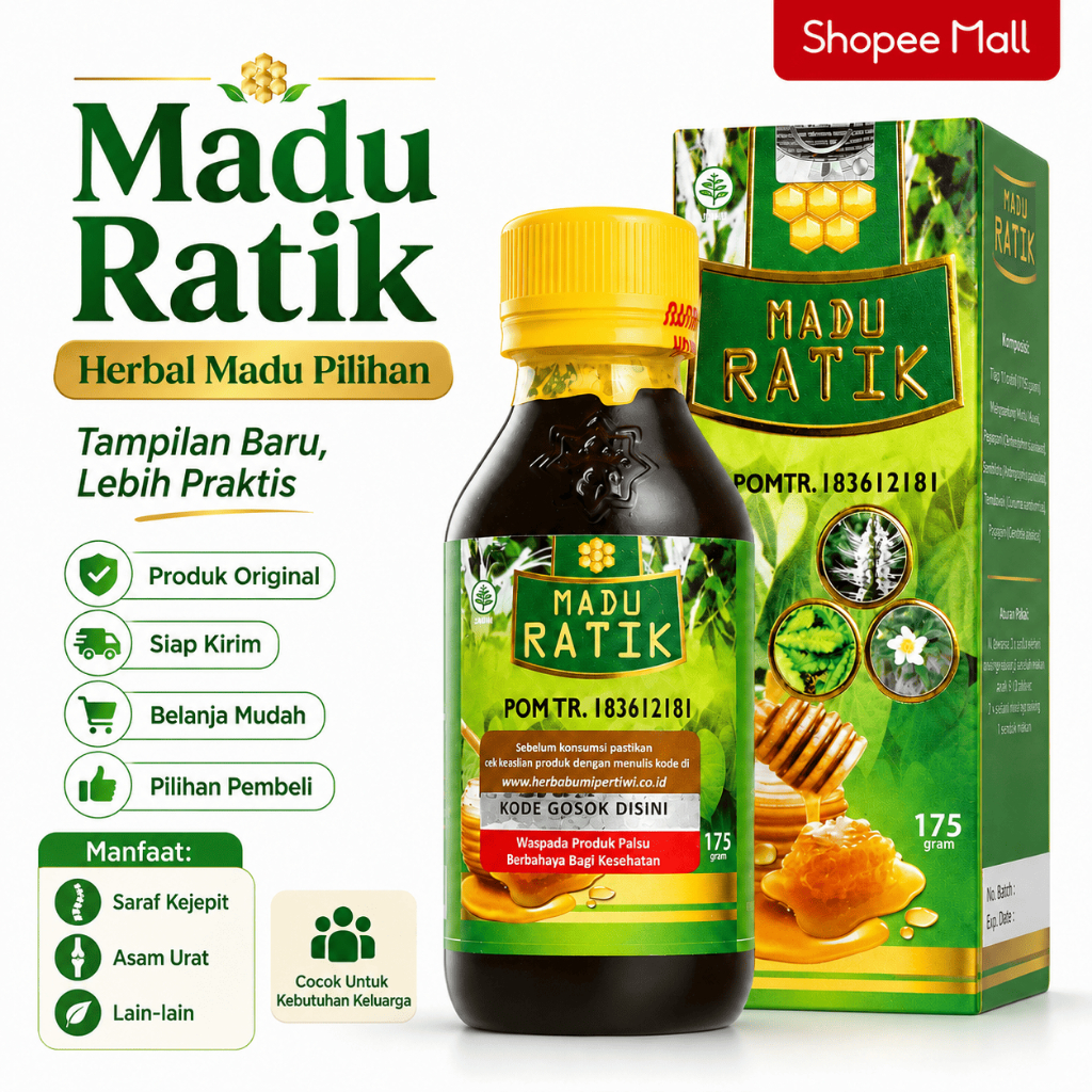 Madu RATIK Herbal Asli Original Saraf Kejepit Kolesterol Sakit Pinggang Asam Urat Sangat Ampuh