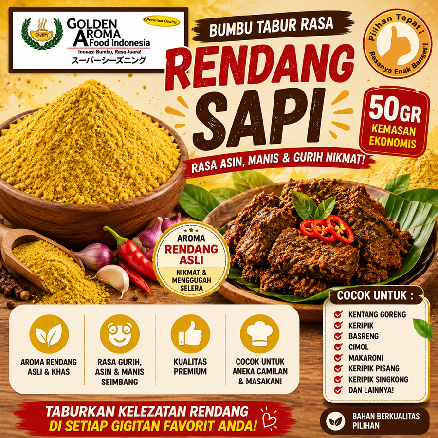Bumbu Tabur Rasa Rendang Sapi 50Gr Bubuk Tabur Rendang Sapi Powder Aneka Asin Manis Gurih Terbaik Pr