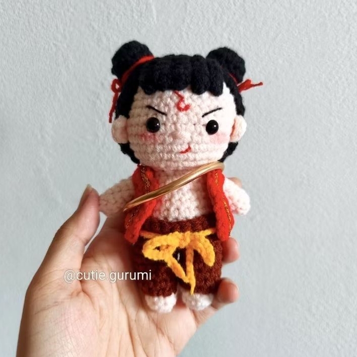 Boneka Rajut Nezha ukuran tinggi 15 cm