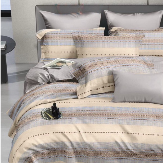 Sprei Katun Jepang Motif Garis Minimalis Custom Size - Custom Sprei Rempel Murah - Sprei Grosir Sura
