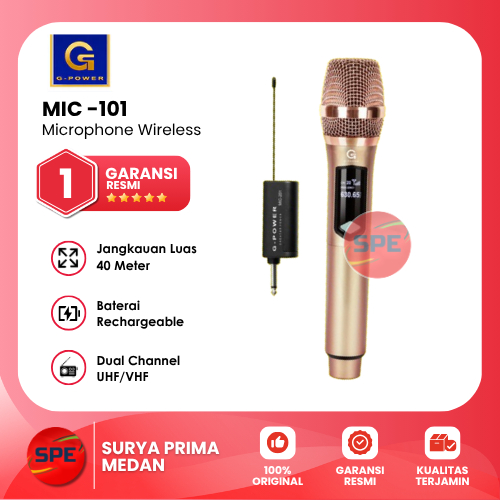MIC WIRELESS GOLD G-POWER MIC-101 / MIC101 GARANSI RESMI (MEDAN)