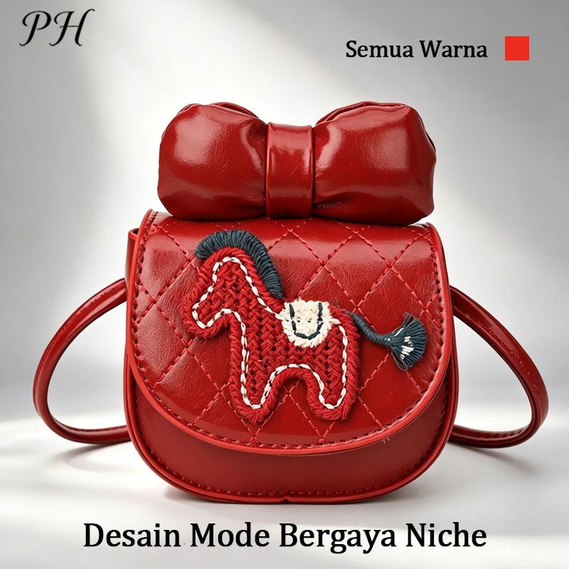 COD Purse Haven Tas selempang lucu bergambar kuda poni/Tas selempang pita lucu/Tas selempang wanita 