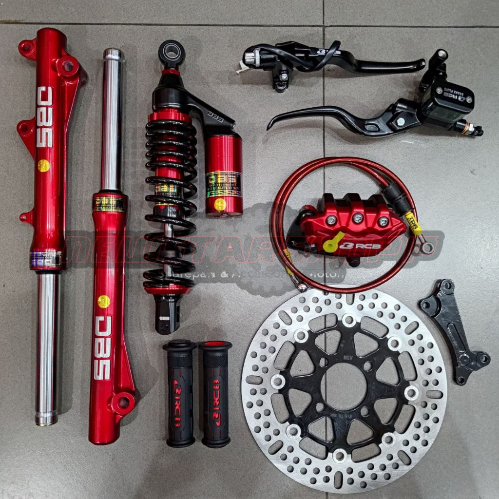 Paket Komplit Full set master rem rcb e3 12.7mm kanan kiri + kaliper 2 piston + selang 90cm + handgr