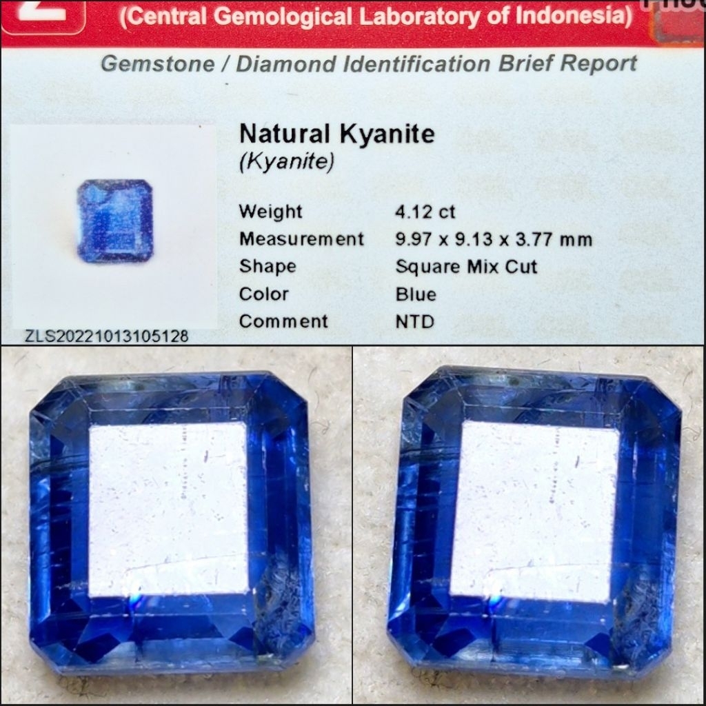 Natural Blue Kyanite 4.12 crt NTD Notreatment Memo Lab