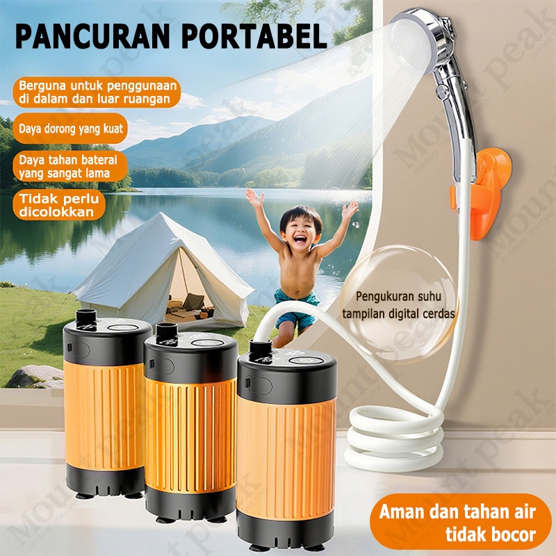 Mount Peak Shower listrik Shower portabel with pompa air pompa air Tahan air, bisa diisi ulang 4800m