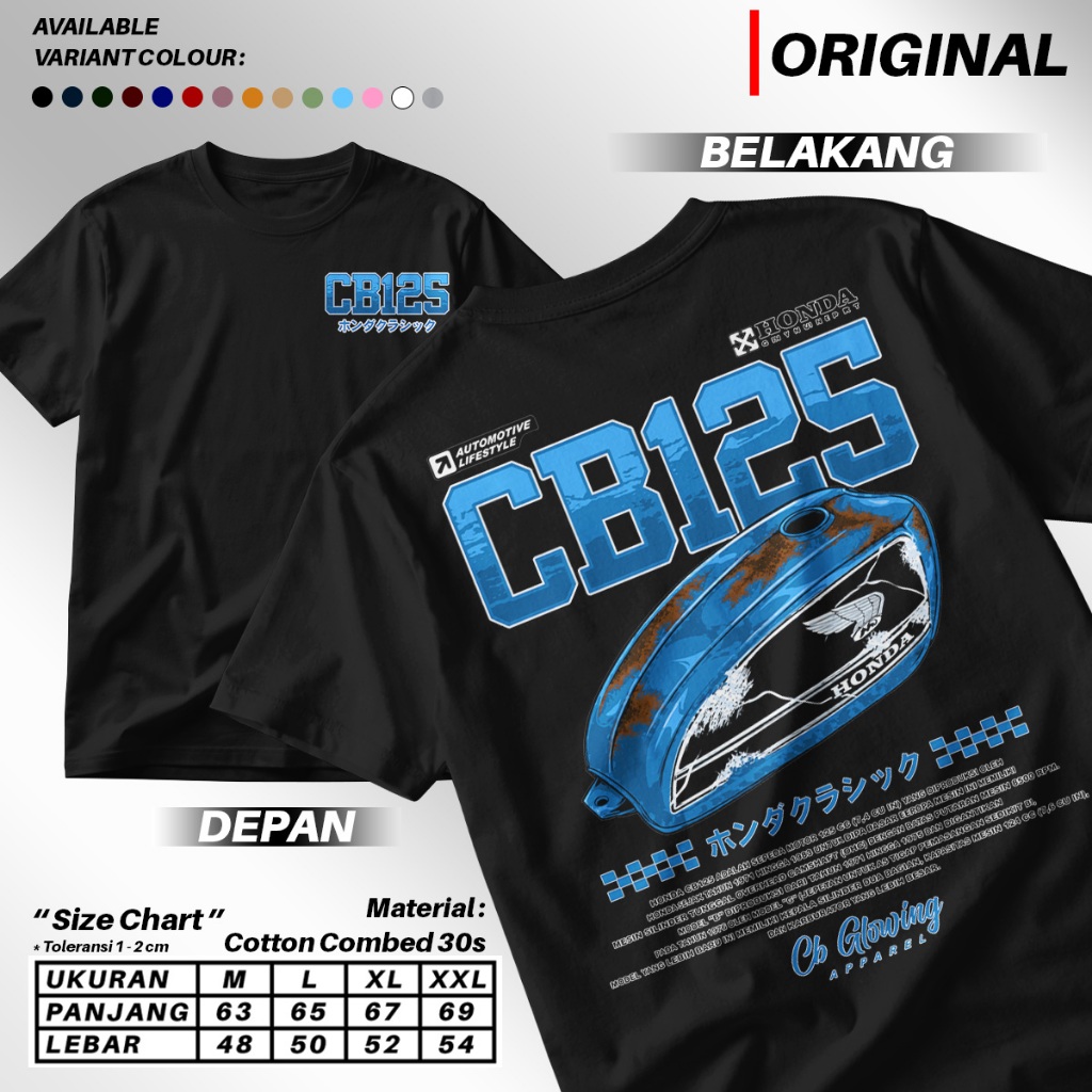 KAOS BAJU CB125 ORIGINAL CBGLOWING T-SHIRT ICIKIWIR KAOS CB125 TANGKI CB125