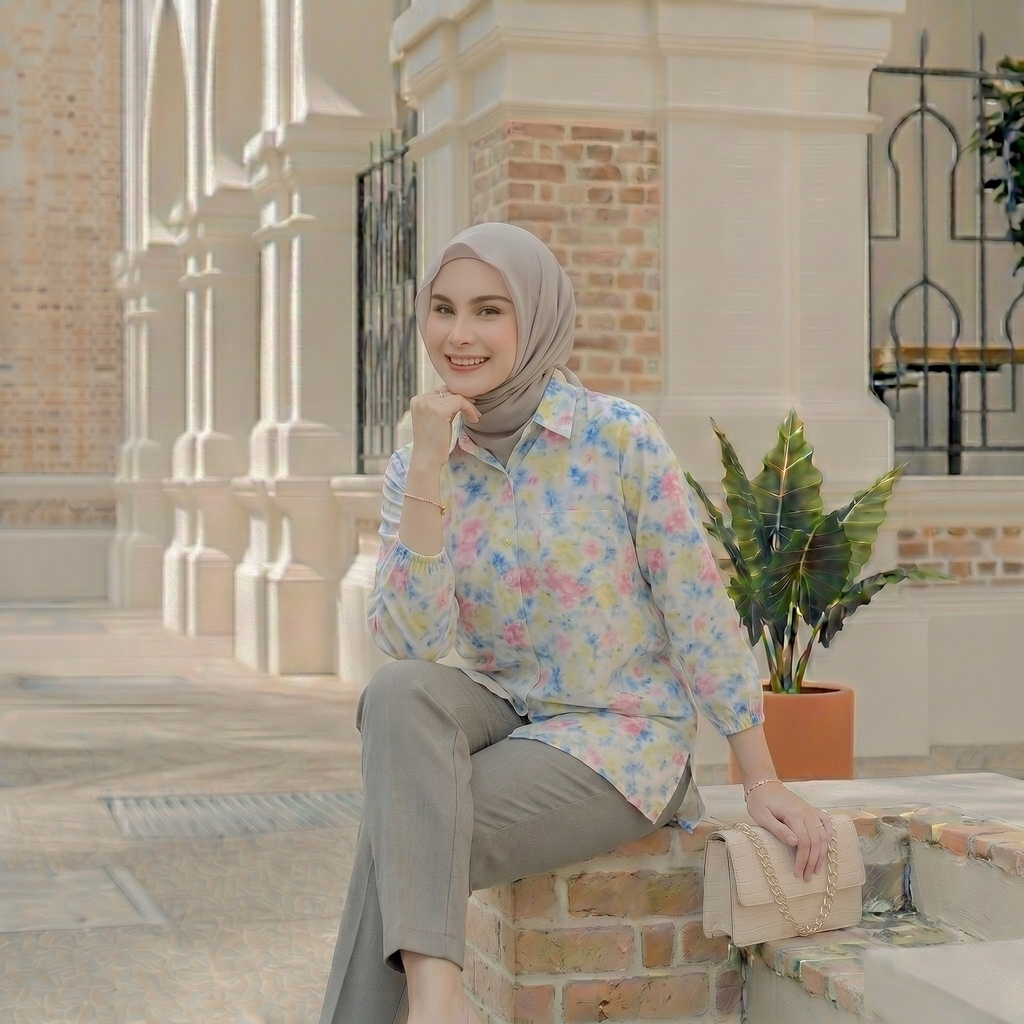 KIRANA Kemeja Oversize Atasan Baju Wanita Jumbo Ld130 Rayon Motif