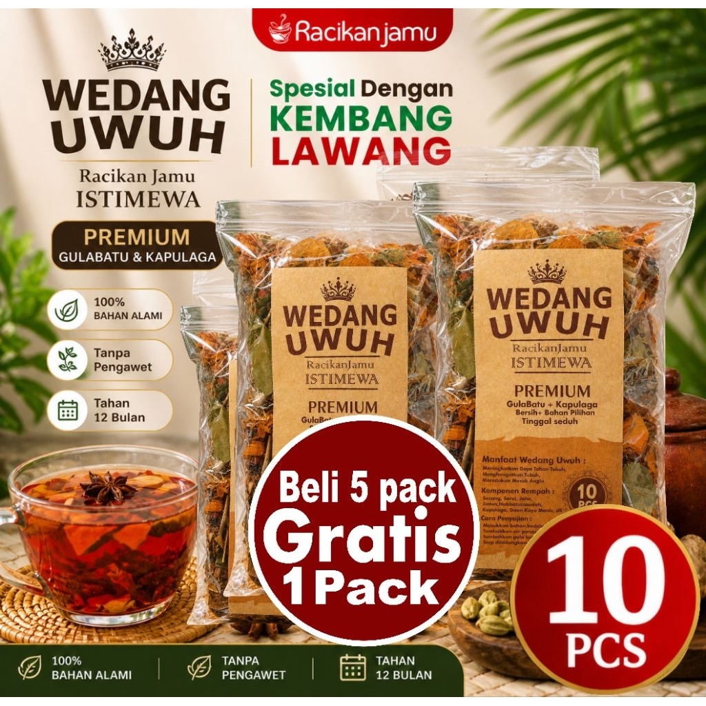 Minuman Rempah Tradisional Wedang Uwuh Instan Serbuk Jahe Merah Kayu Secang untuk Menghangatkan Tubu