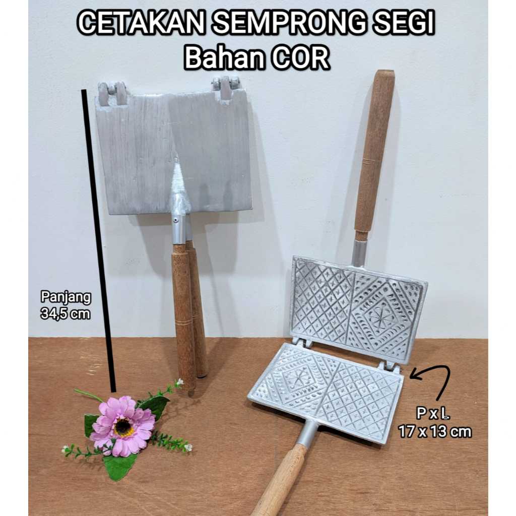 Cetakan Kue Semprong / Cetakan Kue Bahan COR / Cetakan Semprong Kotak Gagang Kayu