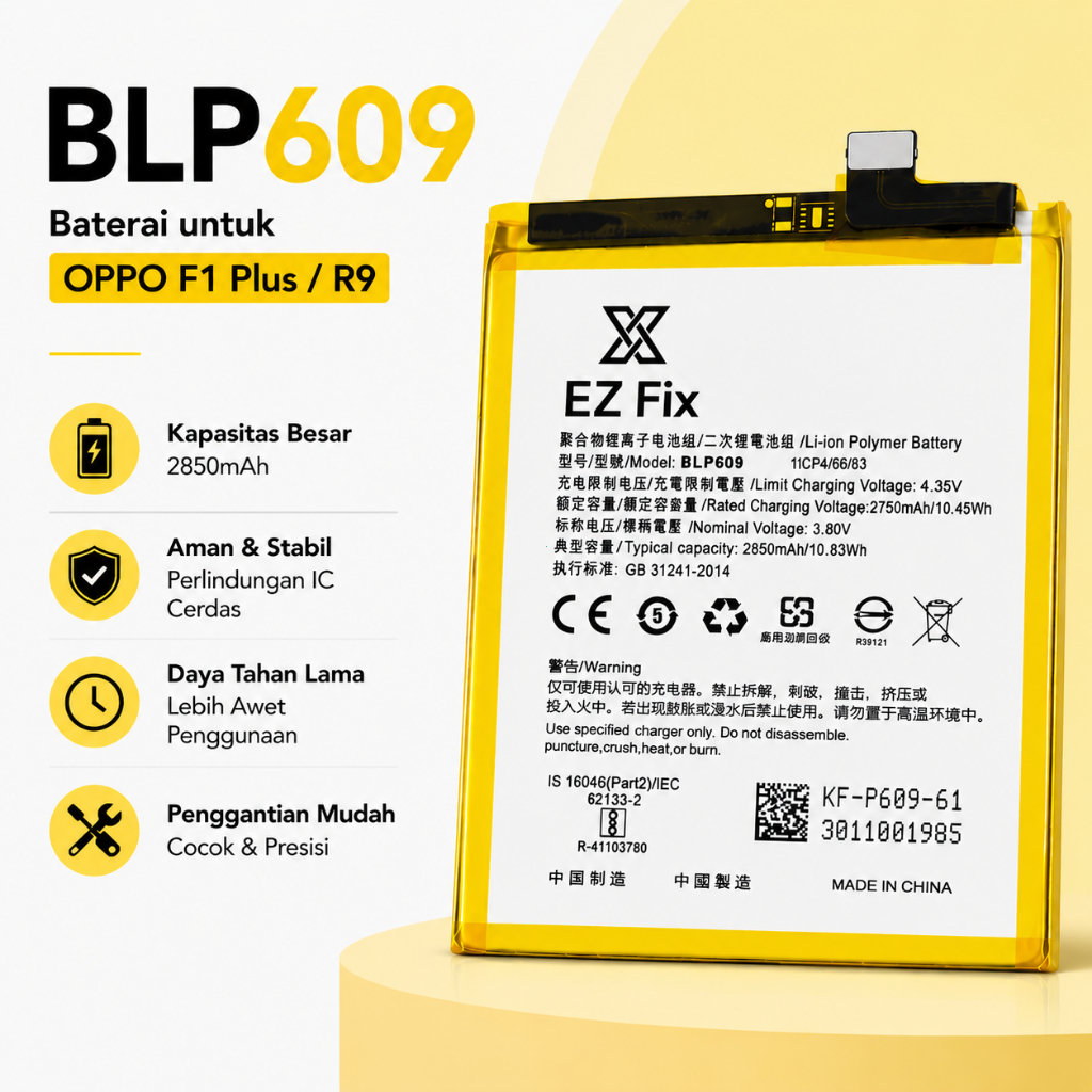 Baterai HP BLP609 Batre untuk OPPO F1 Plus / R9 Original Battery Garansi 1 Tahun