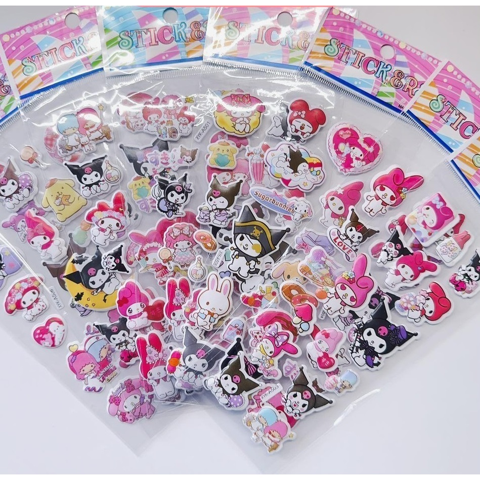 Stiker Timbul Sanrio 3D/ Stiker Karakter Saneio Lucu / Stiker Mainan Anak Tempel Perempuan Lucu