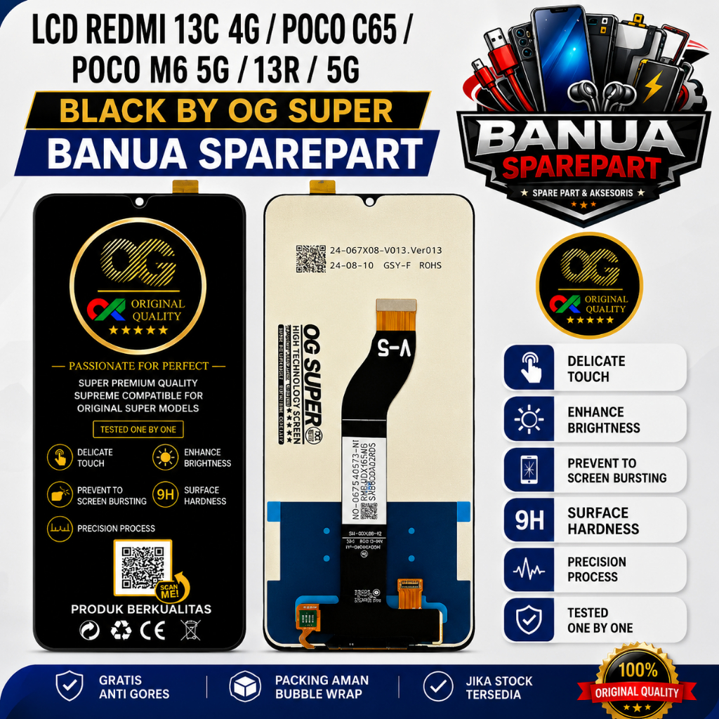 LCD REDMI 13C 4G/FOCO C65/FOCO M6 5F/REDMI 13R 5G BLACK ORIGINAL BY OG SUPER