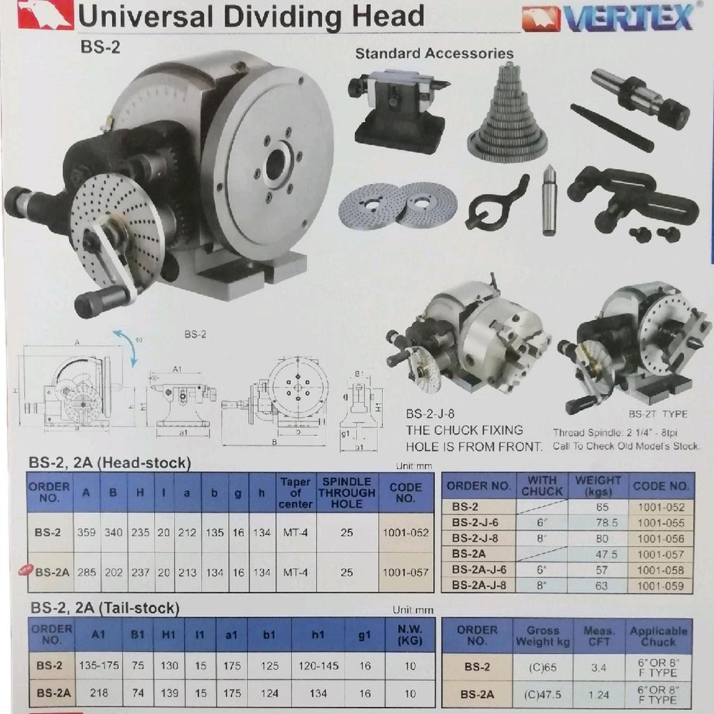 Vertex universal dividing head BS 2