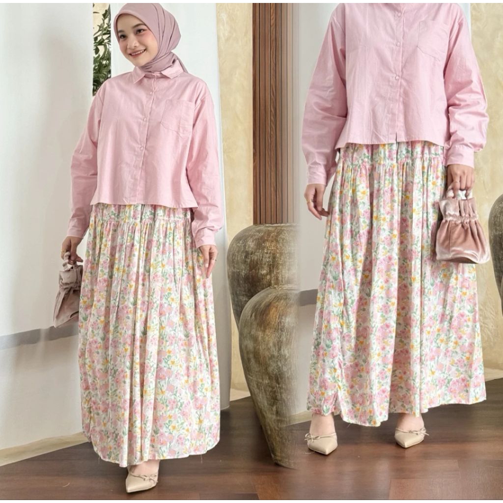 Rok Floral motif bunga kekinian Rok Bunga Motif Bunga dengan Bahan Katun Rayon Premium