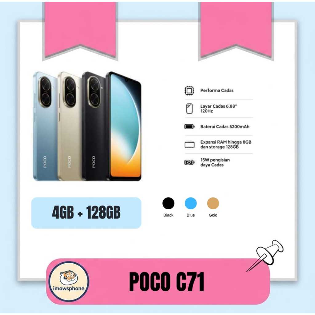 POCO C71 4/128GB HP Murah Layar 120Hz RAM Besar 5000mAh
