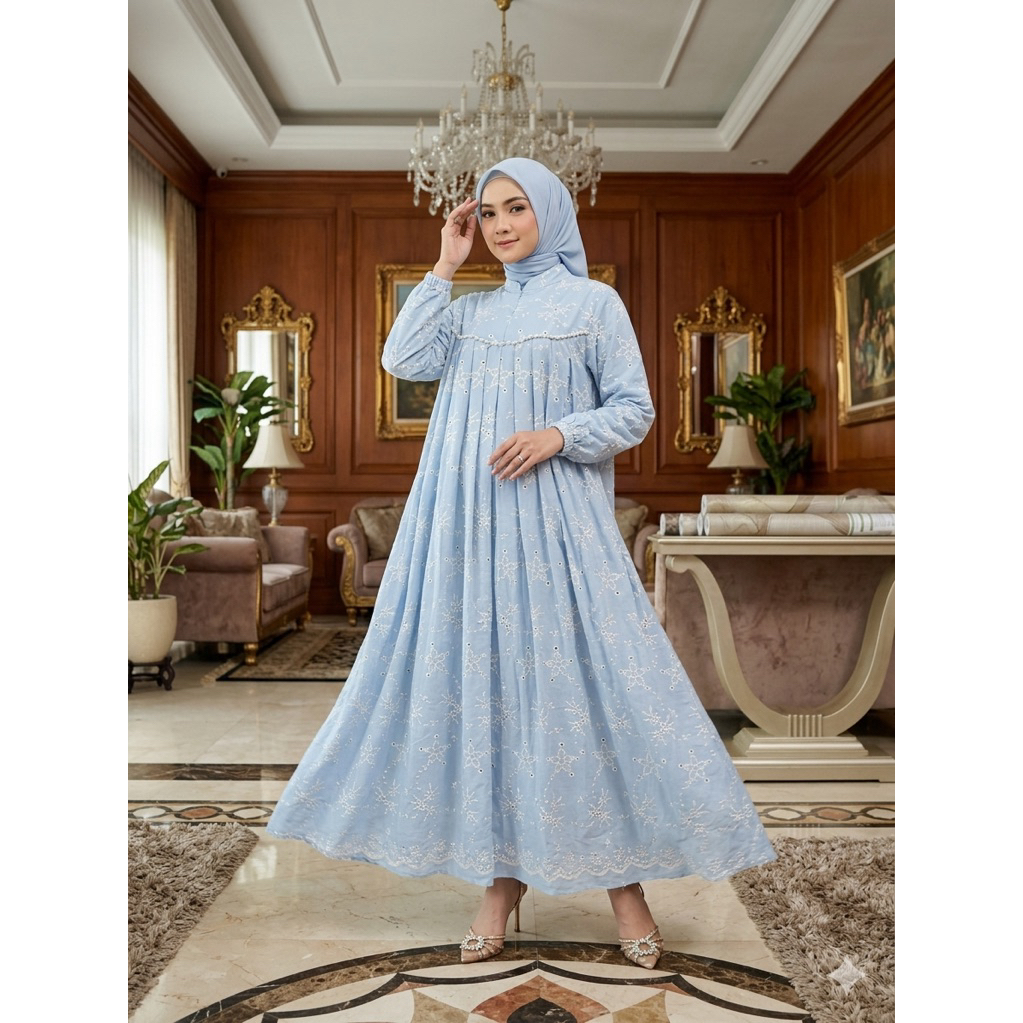 GAMIS KATUN BORDIR ISABELL//GAMIS KATU BORDIR DEWASA JUMBO//GAMIS KATBOL JUMBO XXL//GAMIS KATBOL LD 