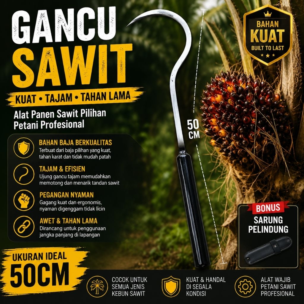 GANCU SAWIT TEBAL KUAT , ANGKAT BUAH SAWIT BESAR AMAN