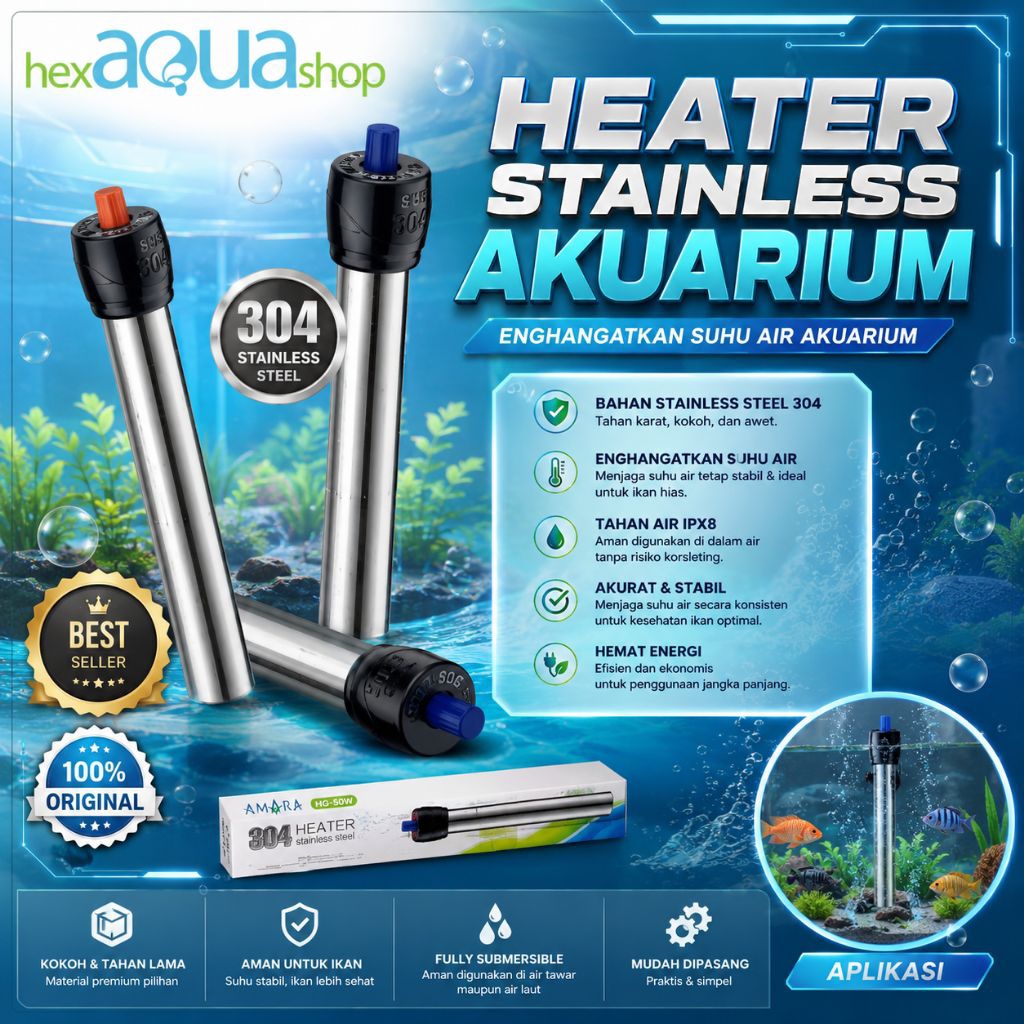 Heater Akuarium Pemanas Suhu aquarium 50 watt