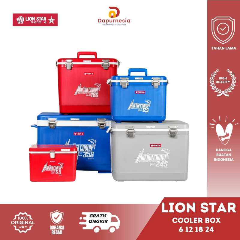 ( READY COD ) Lion Star Marina Cooler Box Es 6s,12s,18s,24s Kotak Es Batu Serbaguna Tahan Lama
