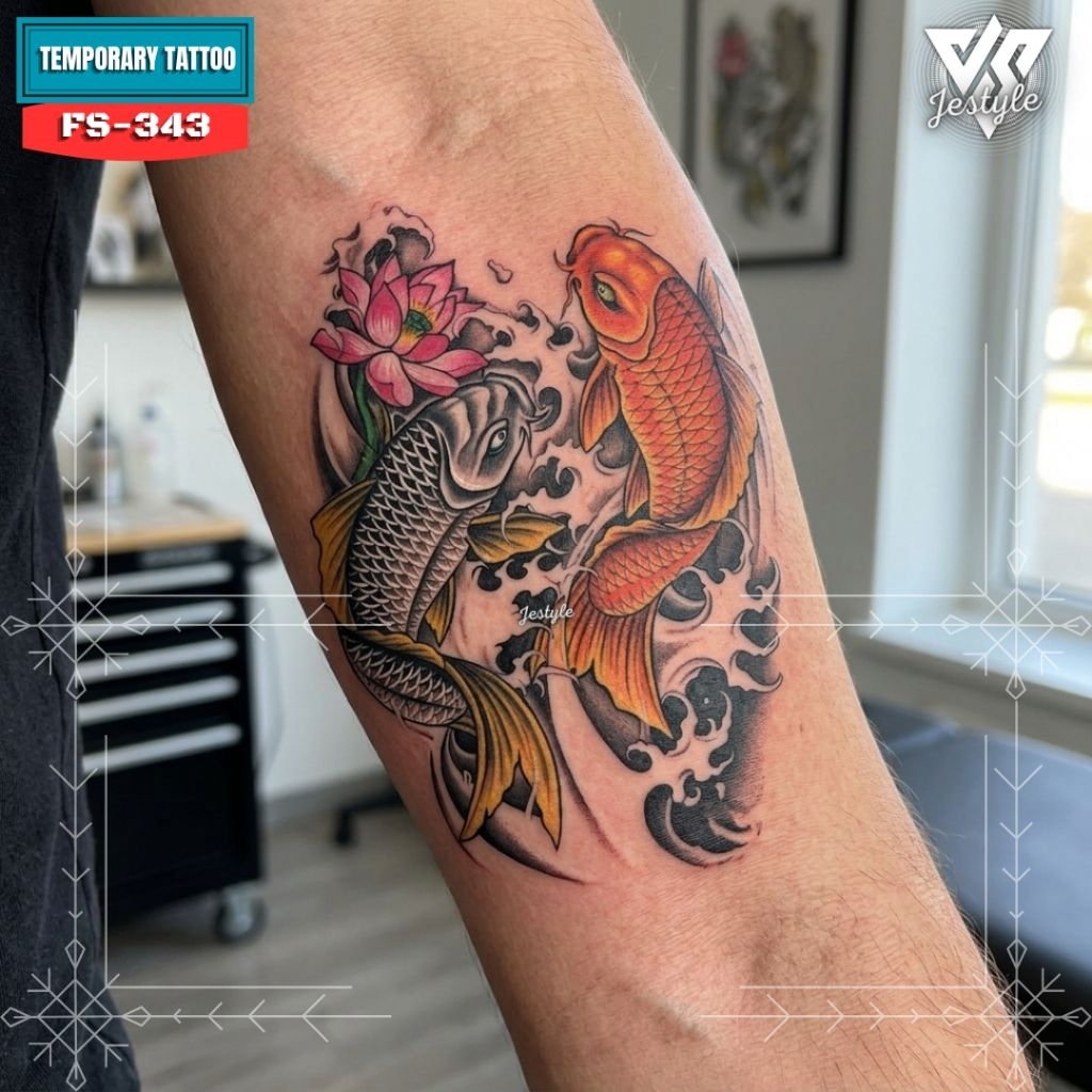 [FS-343] Tato Temporer Temporary Tattoo ikan koi