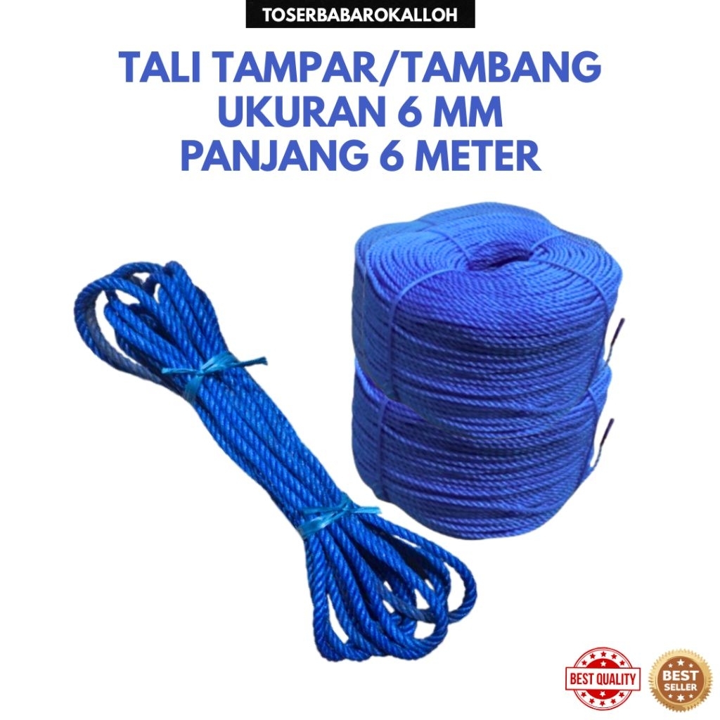 Ecer 6 Meter Tali Tampar Tali Tampar 6 mm Tali Tambang Tali Tambang 6 mm
