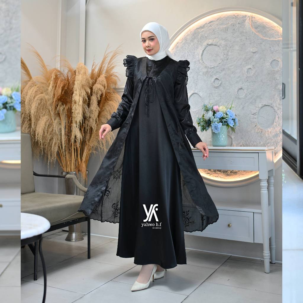 yahwo hijab fashion-dress lebaran terbaru- dres rompi lepas tren kekinian-gamis pesta mewah-busui